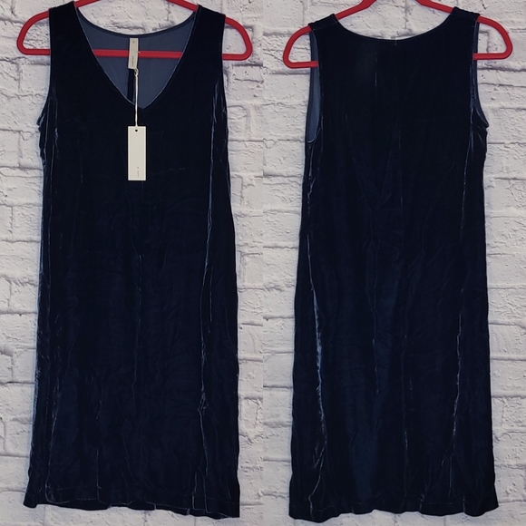 Studio 412 Navy Velvet Knee Length Midi Dress Size XS - Picture 1 of 9